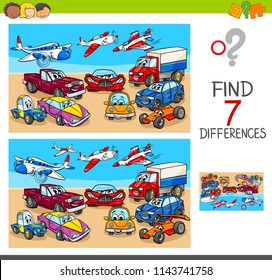 Cartoon Illustration Finding Seven Differences Between Stock Vector ...