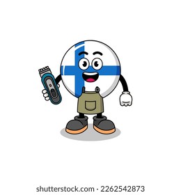 Cartoon Illustration of finland as a barber man , character design