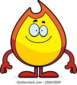 A cartoon illustration of a fire looking happy.