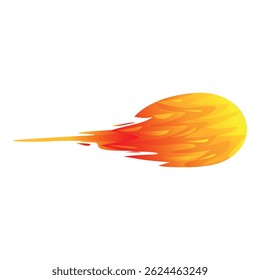 Ilustração em desenho animado de uma bola de fogo voando pelo ar deixando um rastro de fogo