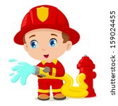 Cartoon illustration of a firefighter