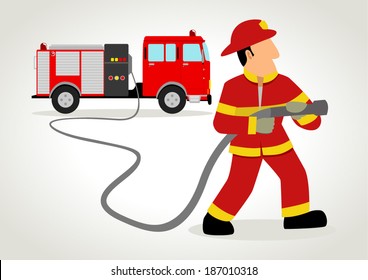 Cartoon illustration of a firefighter