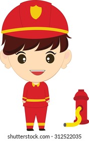 Cartoon illustration of a firefighter