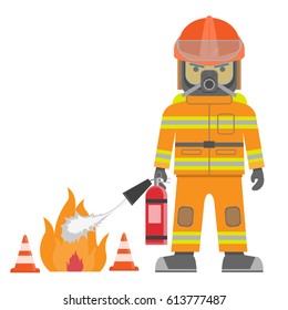 Cartoon illustration of a firefighter boy.