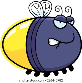 A cartoon illustration of a firefly with an angry expression.