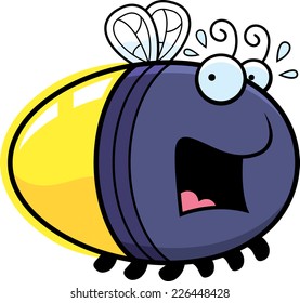 A cartoon illustration of a firefly looking scared.