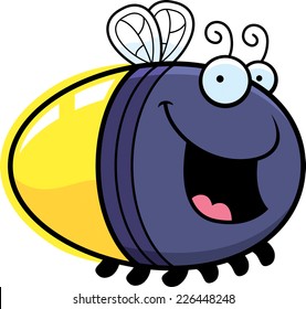 A cartoon illustration of a firefly smiling.