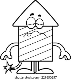 A cartoon illustration of a firework rocket looking sick.