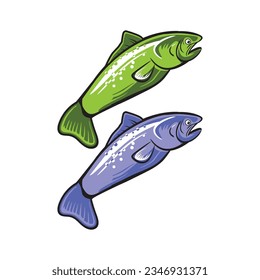 a cartoon illustration fish, logo design vector inspiration