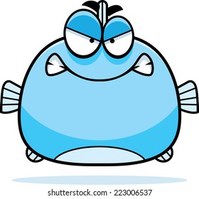 A cartoon illustration of a fish looking angry.