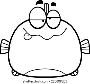A cartoon illustration of a fish looking drunk.