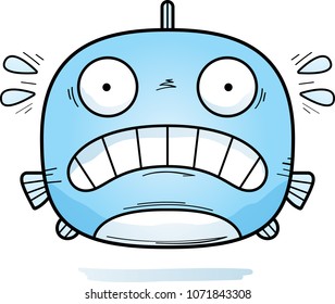 A cartoon illustration of a fish looking scared.