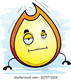 A cartoon illustration of a flame with a bored expression.