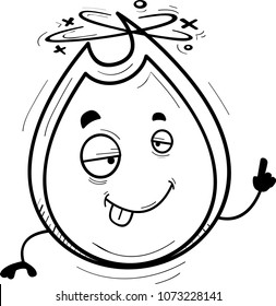 A cartoon illustration of a flame looking drunk.