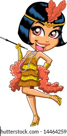 Cartoon Illustration of a Flapper Party Girl From the Roaring 20's
