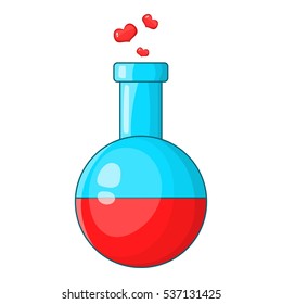Cartoon illustration of flask with love fluid vector icon for web design
