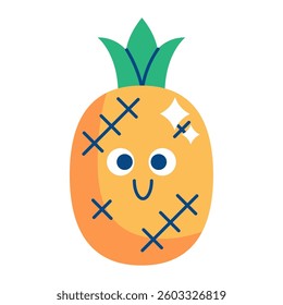 Cartoon Illustration flat pineapple fruit