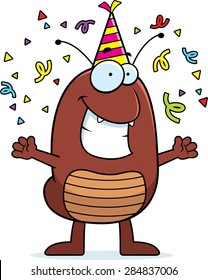 A cartoon illustration of a flea celebrating.