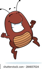 A cartoon illustration of a flea jumping in success.