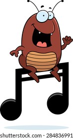 A cartoon illustration of a flea sitting on a musical note.