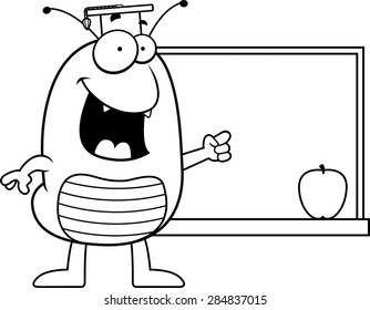 A cartoon illustration of a flea teaching.
