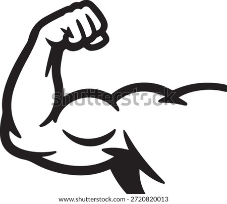 Cartoon illustration of a flexed arm displaying bicep and forearm muscles symbolizing strength and determination.