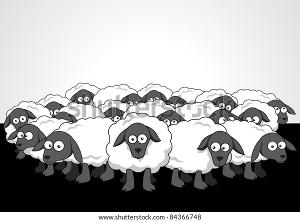 Cartoon Illustration Flock Sheep Stock Vector (Royalty Free) 84366748