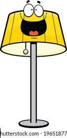 Cartoon Illustration Of A Floor Lamp With A Happy Expression. 