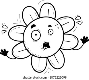 A cartoon illustration of a flower looking scared.