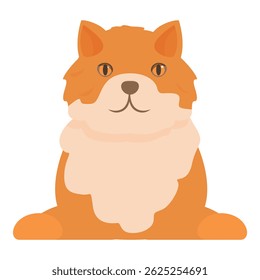 Cartoon illustration of a fluffy orange cat sitting and looking forward