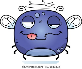 A cartoon illustration of a fly looking drunk.