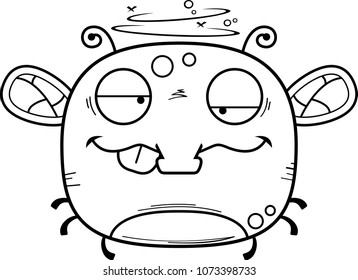 A cartoon illustration of a fly looking drunk.