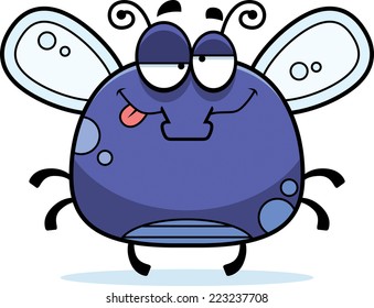 A cartoon illustration of a fly looking drunk.