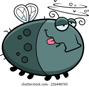 A cartoon illustration of a fly looking drunk.