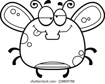 A cartoon illustration of a fly looking drunk.