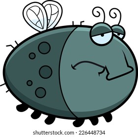 A cartoon illustration of a fly with a sad expression.