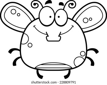 A cartoon illustration of a fly smiling.