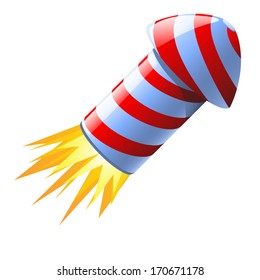 cartoon illustration of flying rocket