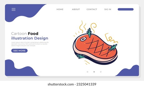 Cartoon illustration food design and leanding page cartoon drawing