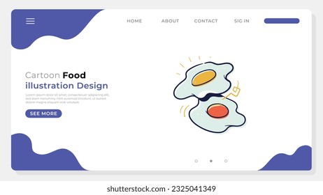 Cartoon illustration food design and leanding page cartoon drawing