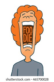 Cartoon Illustration Of Foodie With Open Mouth