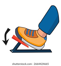 Cartoon Illustration Foot Pressing Down on Car Pedal Illustration