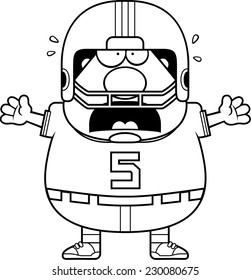 A cartoon illustration of a football player looking scared.