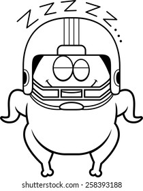 A cartoon illustration of a football turkey sleeping.