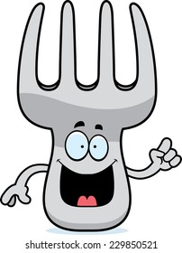 A cartoon illustration of a fork with an idea.