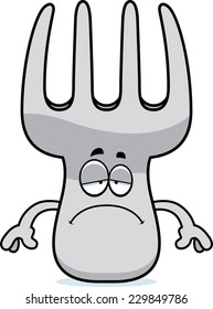 A cartoon illustration of a fork looking sad.