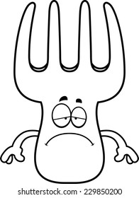 A cartoon illustration of a fork looking sad.