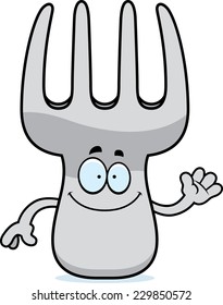 A cartoon illustration of a fork waving.