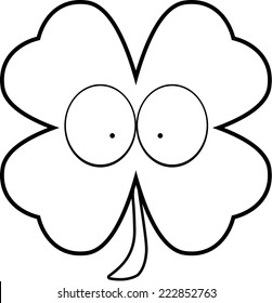 A cartoon illustration of a four leaf clover with eyes.