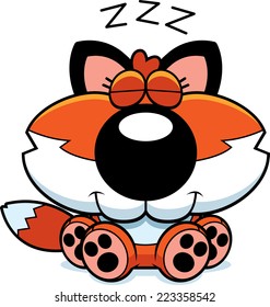 A cartoon illustration of a fox cub taking a nap.